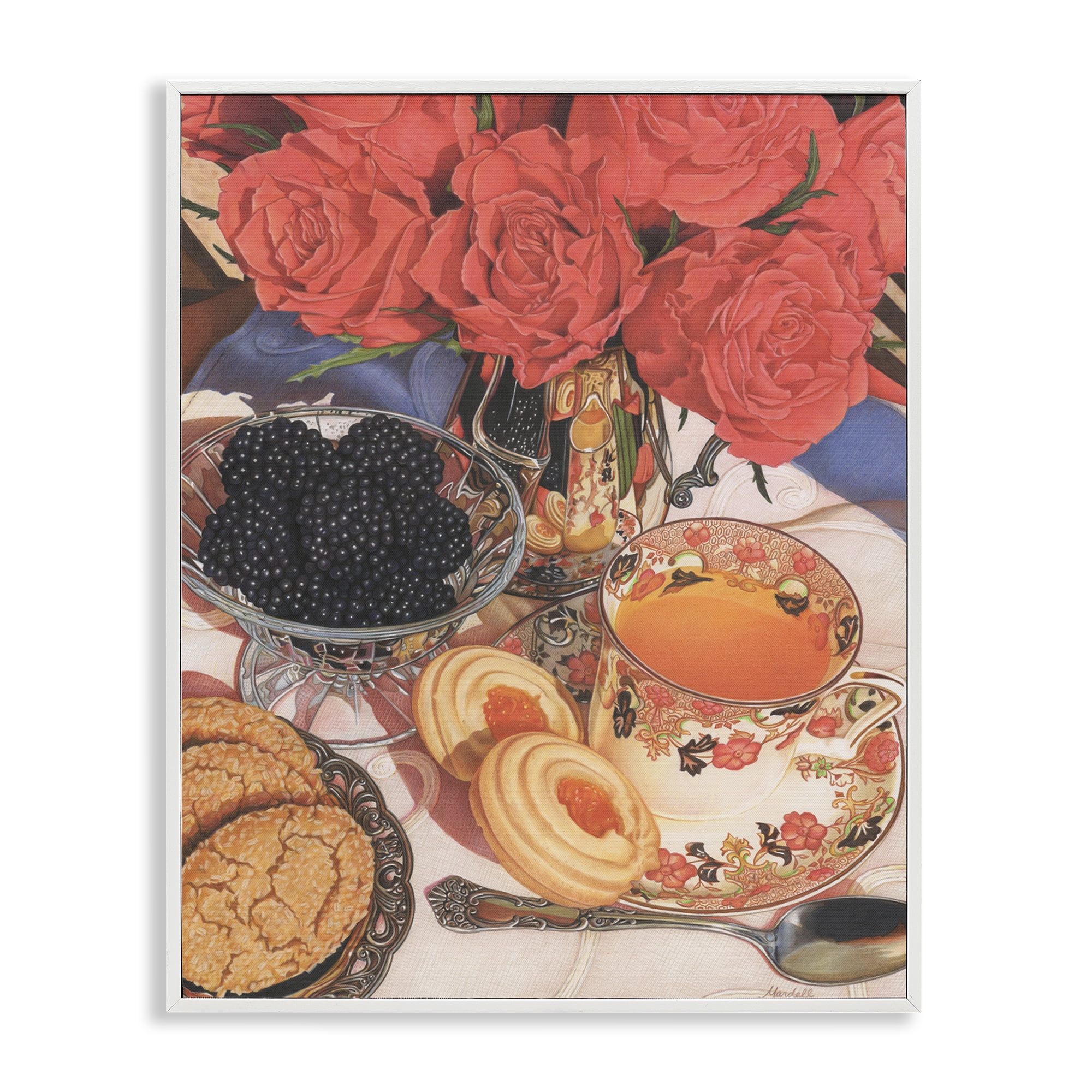 Stupell Industries Tea Party & Berries Food & Beverage Painting White Framed Art Print Wall Art, 11 x 14