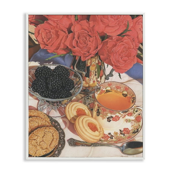 Stupell Industries Tea Party & Berries Food & Beverage Painting White Framed Art Print Wall Art, 24 x 30