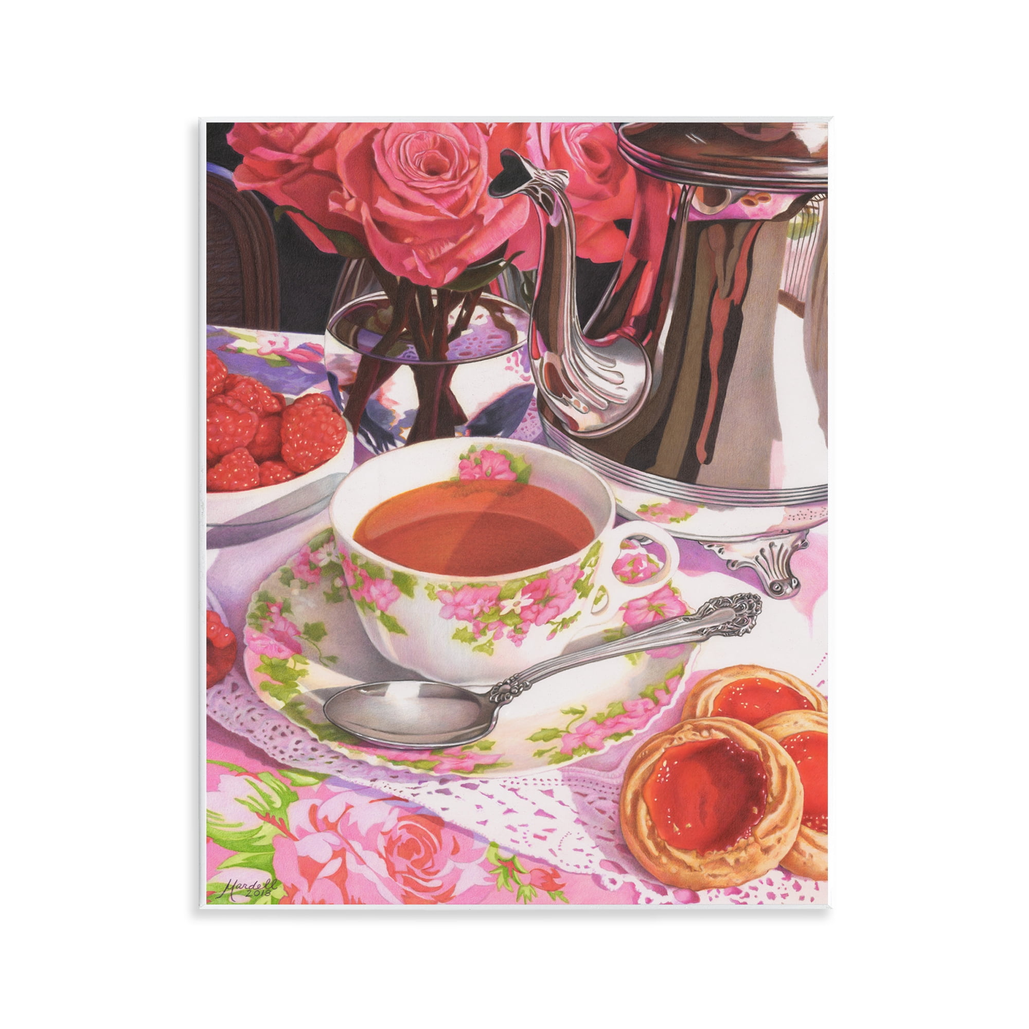 Stupell Industries Tea & Strawberry Cookies Food & Beverage Painting Unframed Art Print Wall Art, 11 x 14