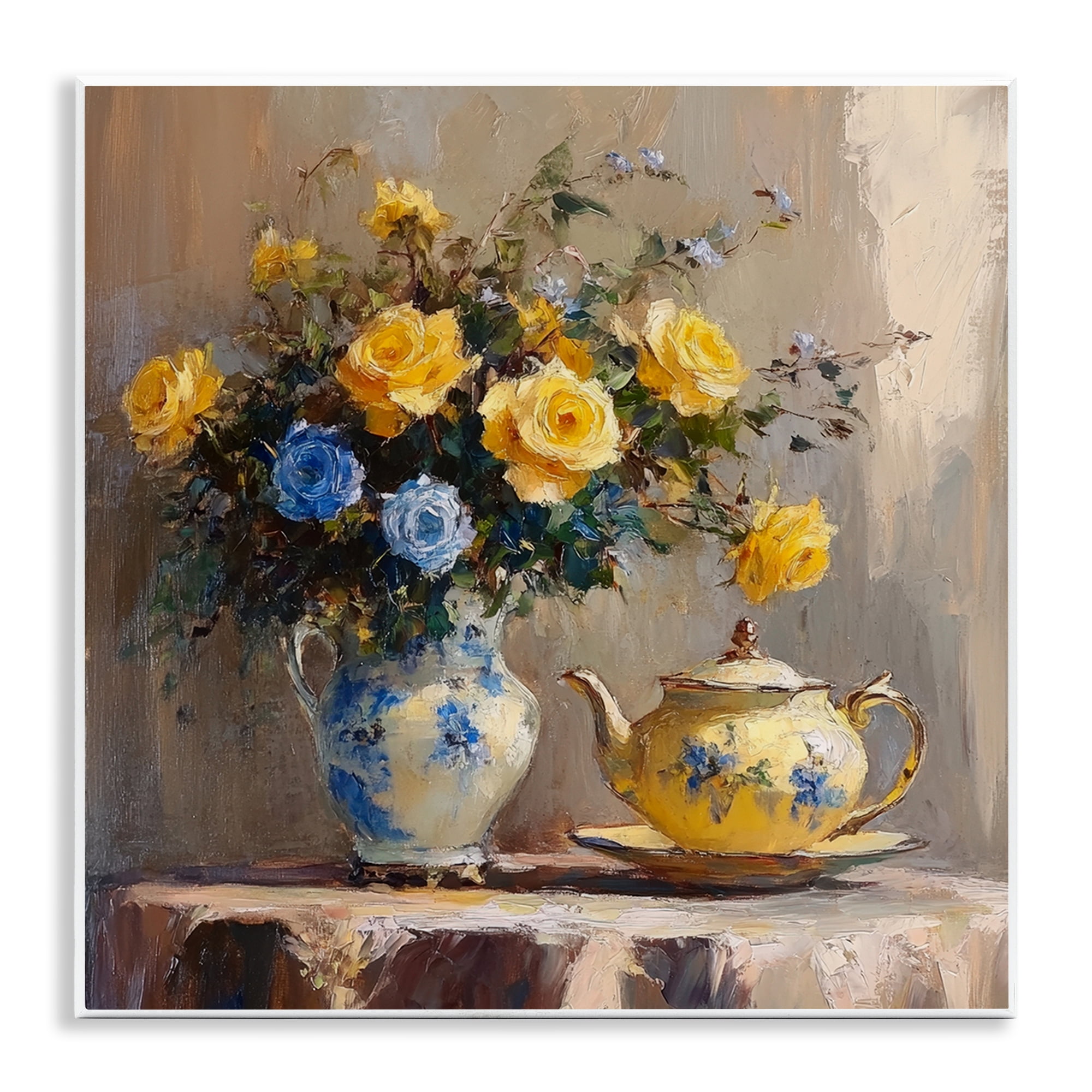 Stupell Industries Tea Time Blue & Yellow Bouquet Wall Plaque Art, design by Petal Prints Design