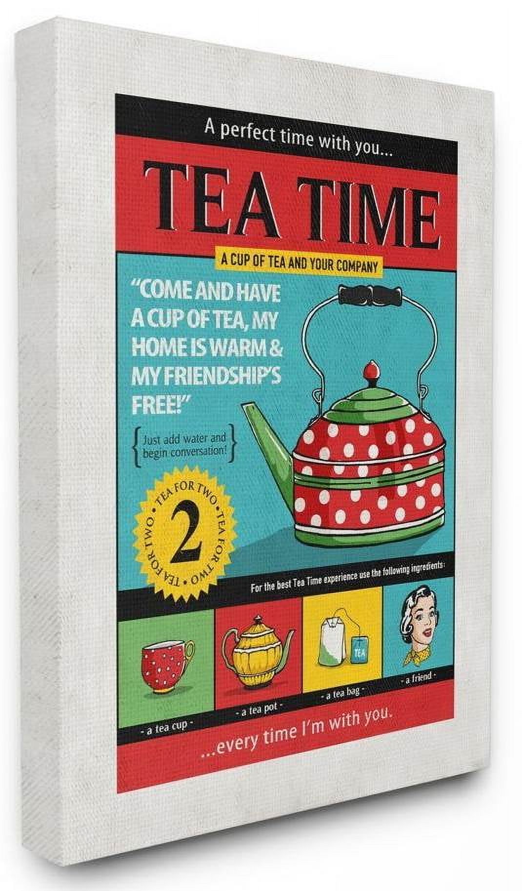 Stupell Industries Tea Time Vintage Comic Book Design Canvas Wall Art by Ester Kay