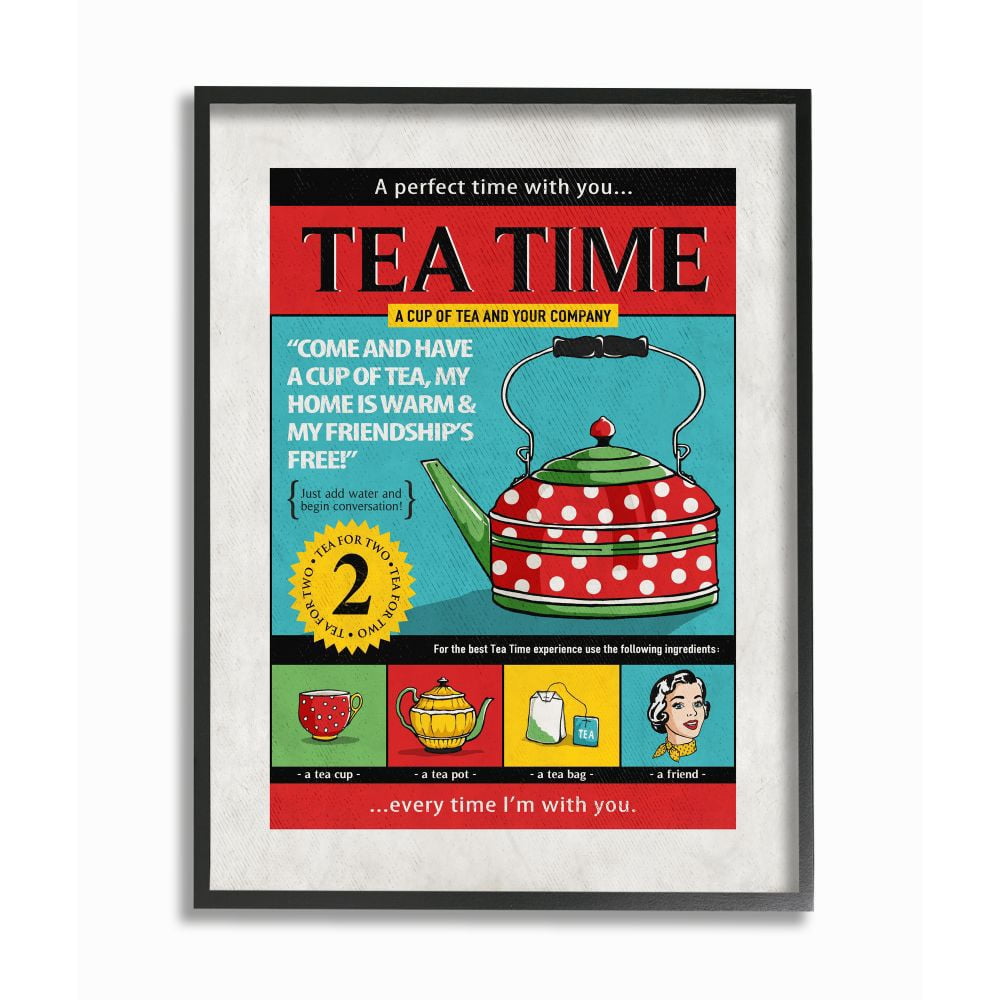 Stupell Industries Tea Time Vintage Comic Book Design Framed Wall Art by Ester Kay