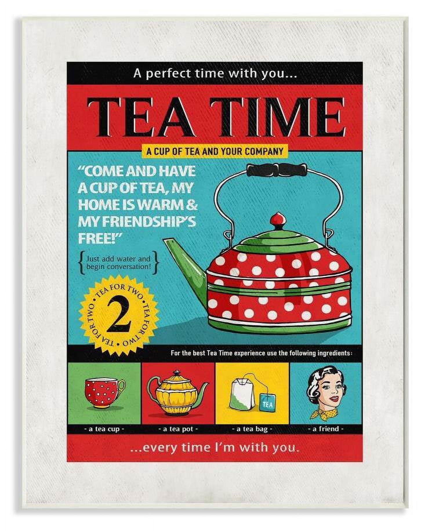 Stupell Industries Tea Time Vintage Comic Book Design Wall Plaque by Ester Kay