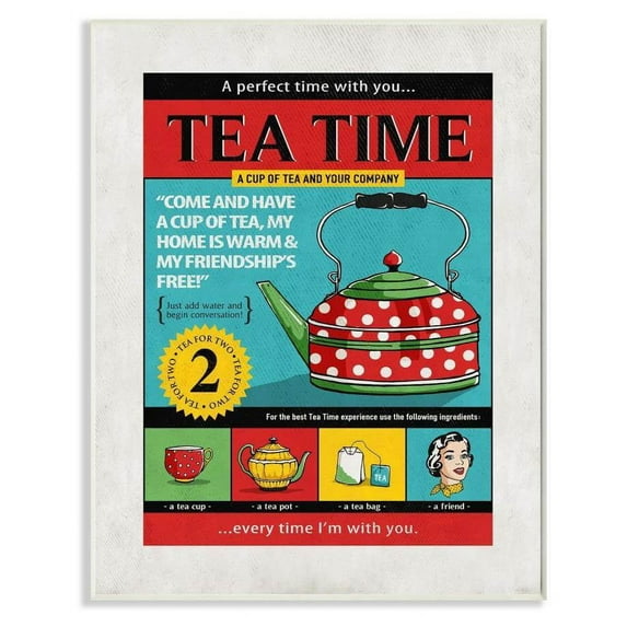 Stupell Industries Tea Time Vintage Comic Book Design Wall Plaque by Ester Kay