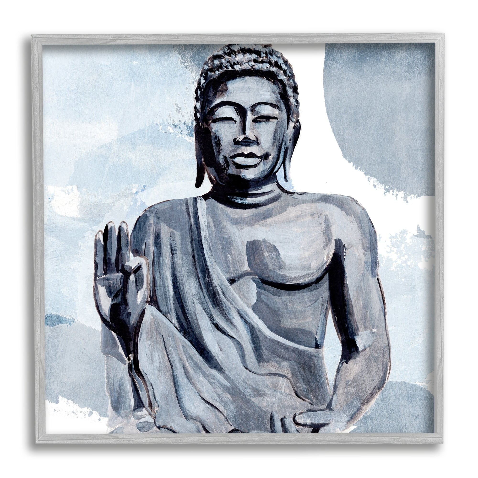 Stupell Industries Teaching Buddha Pose Wisdom Motivational Abstract Blue Pattern, 12 x 12,Design by Annie Warren