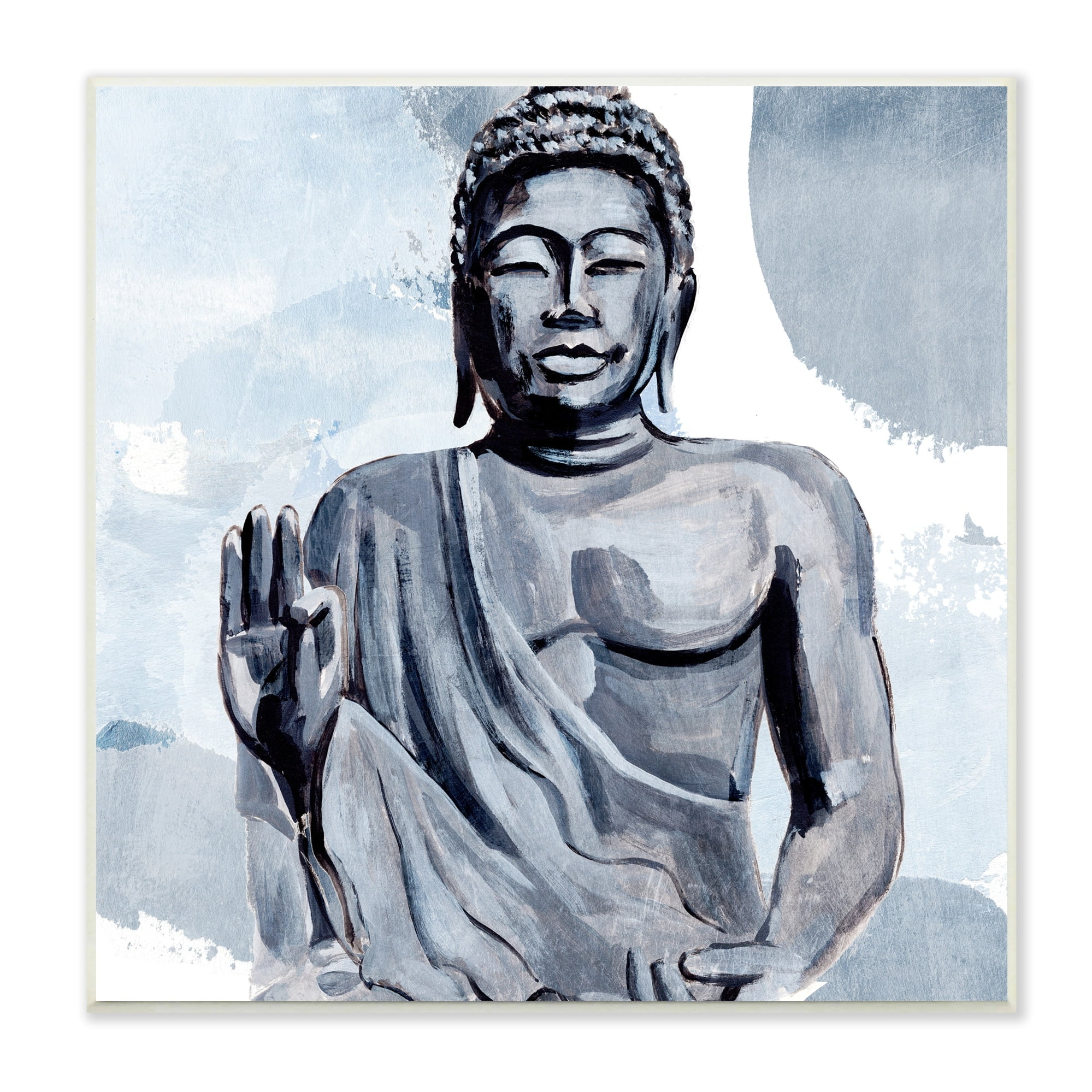 Stupell Industries Teaching Buddha Pose Wisdom Motivational Abstract Blue Pattern, 12 x 12,Design by Annie Warren