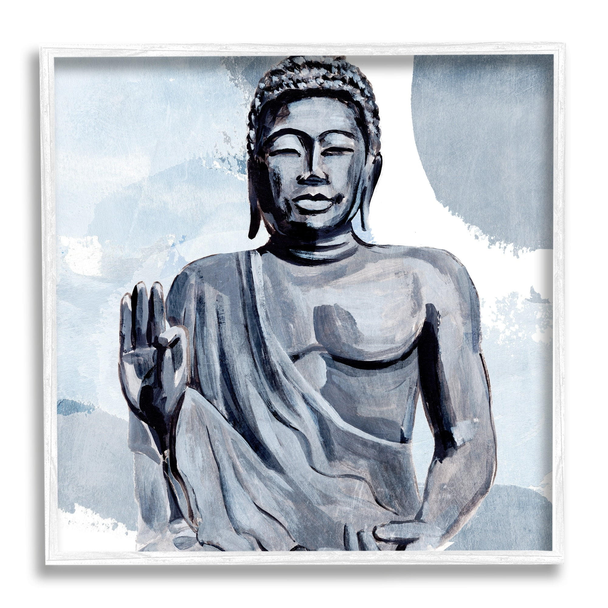 Stupell Industries Teaching Buddha Pose Wisdom Motivational Abstract Blue Pattern, 17 x 17,Design by Annie Warren