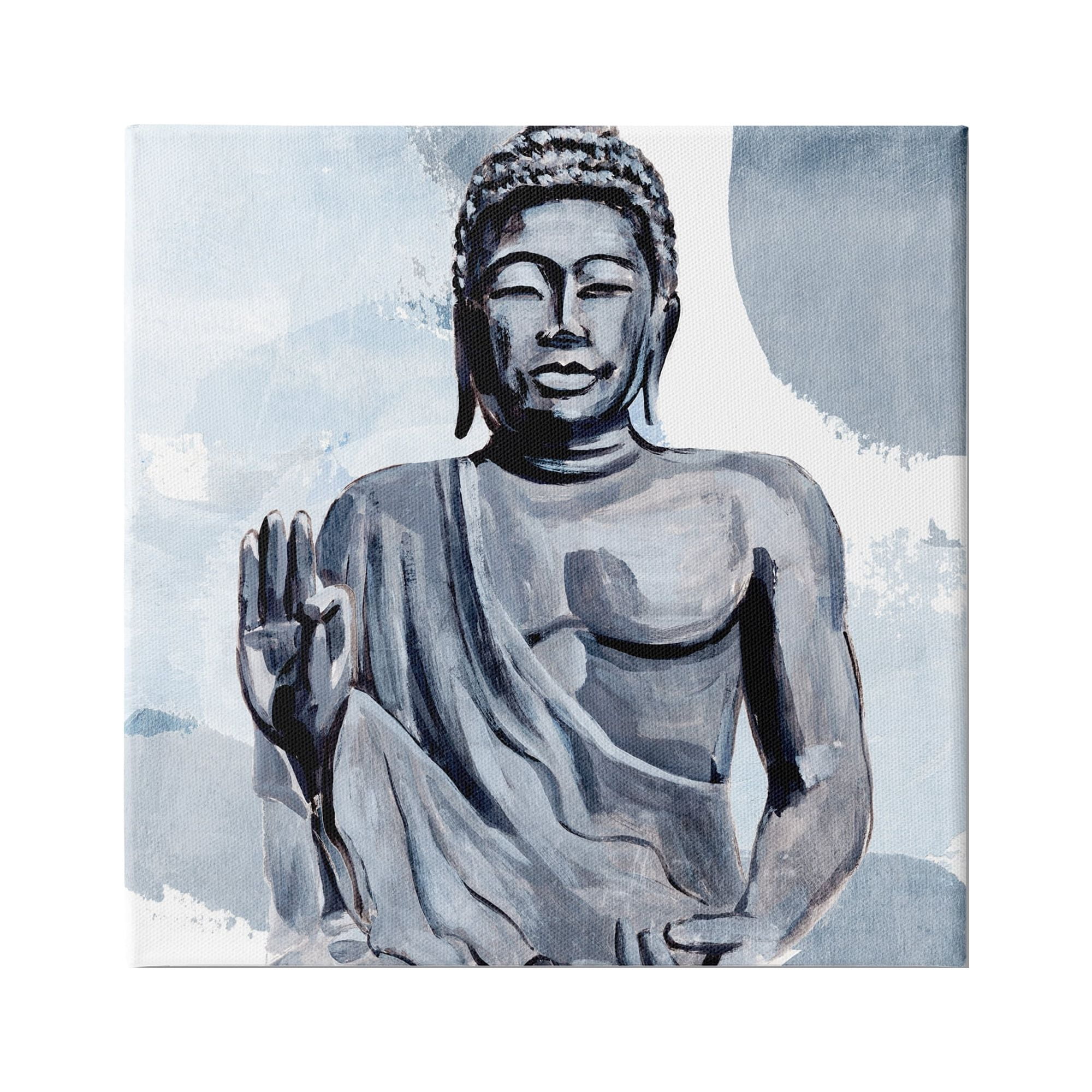 Stupell Industries Teaching Buddha Pose Wisdom Motivational Abstract Blue Pattern, 30 x 30,Design by Annie Warren