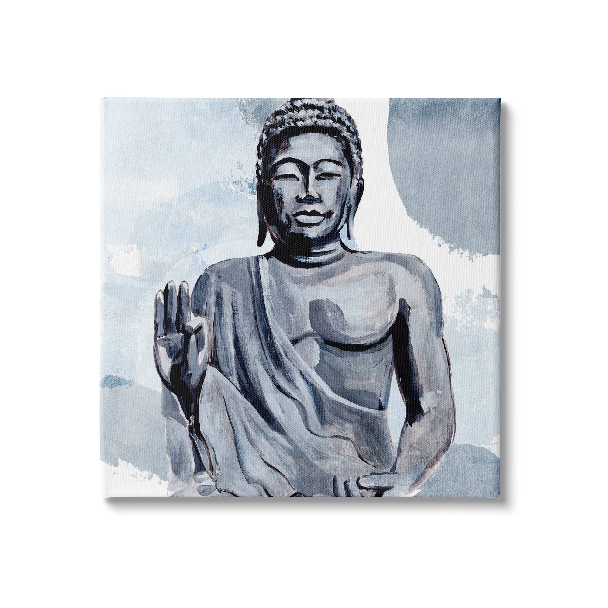 Stupell Industries Teaching Buddha Pose Wisdom Motivational Abstract Blue Pattern, 36 x 36,Design by Annie Warren