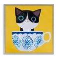 thumbnail image 1 of Stupell Industries Teacup Kitten on Yellow Gray Framed Giclee Art design by Angie Rozelaar, 12 x 12, 1 of 8