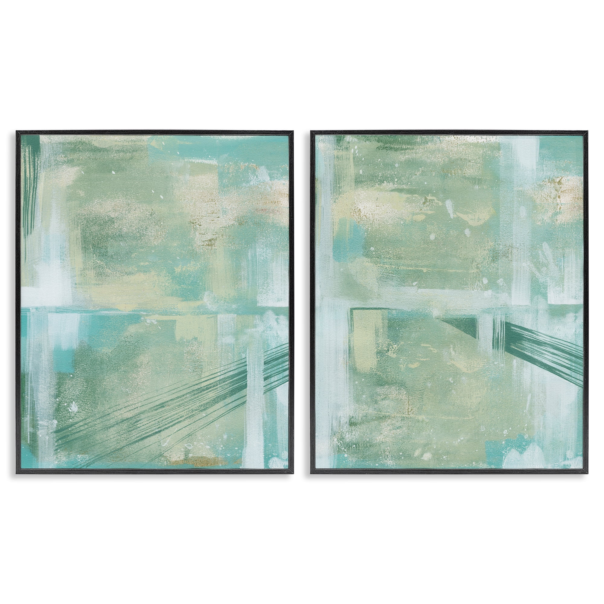 Stupell Industries Teal Abstract Bridge Cityscape Abstract Painting Black Framed Art Print Wall Art, 16 x 20, Set of 2