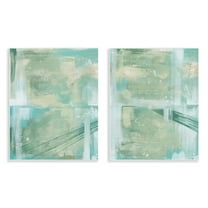 Stupell Industries Teal Abstract Bridge Cityscape Abstract Painting Unframed Art Print Wall Art, 11 x 14, Set of 2