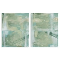 Stupell Industries Teal Abstract Bridge Cityscape Abstract Painting Wrapped Canvas Art Print Wall Art, 16 x 20, Set of 2