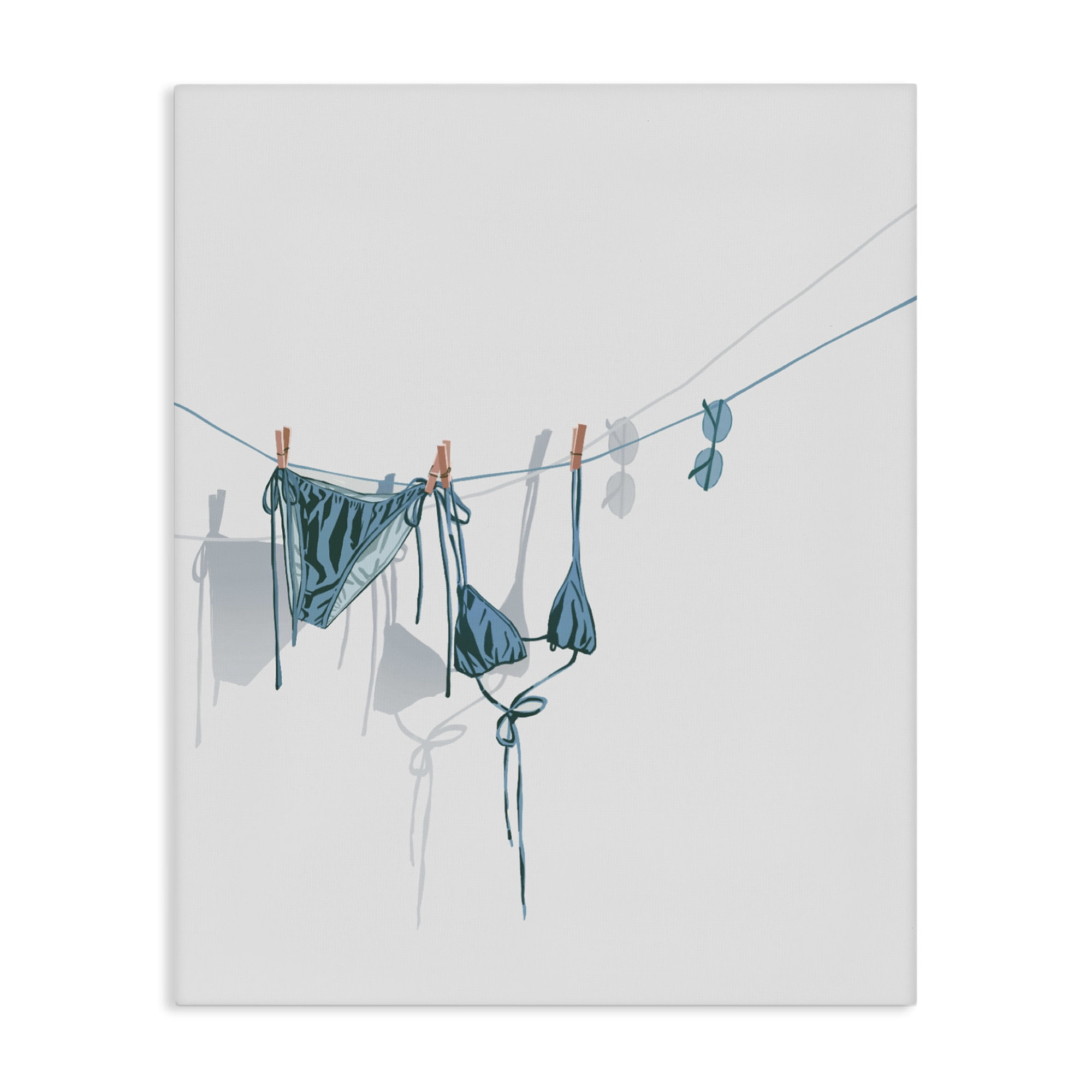 Stupell Industries Teal Bikini on Clothesline Canvas Wall Art, design by Ziwei Li