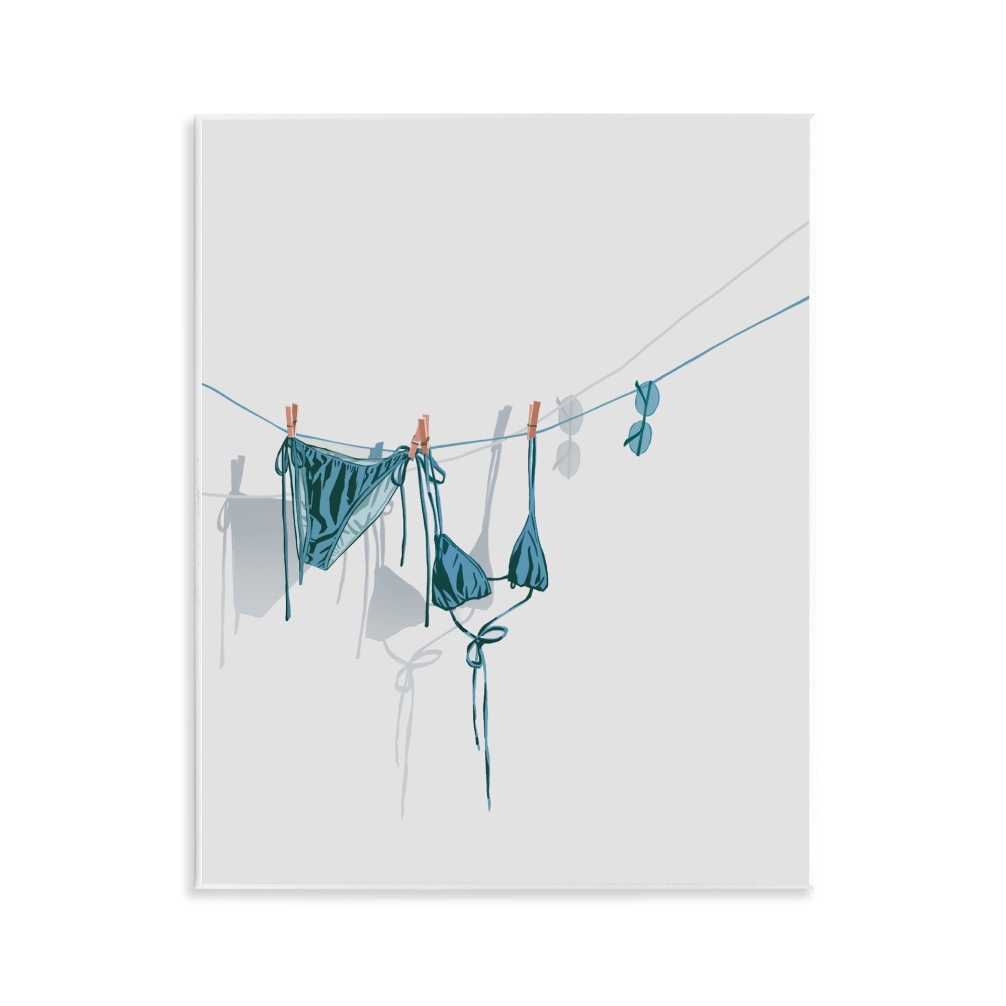 Stupell Industries Teal Bikini on Clothesline Wall Plaque Art, design by Ziwei Li