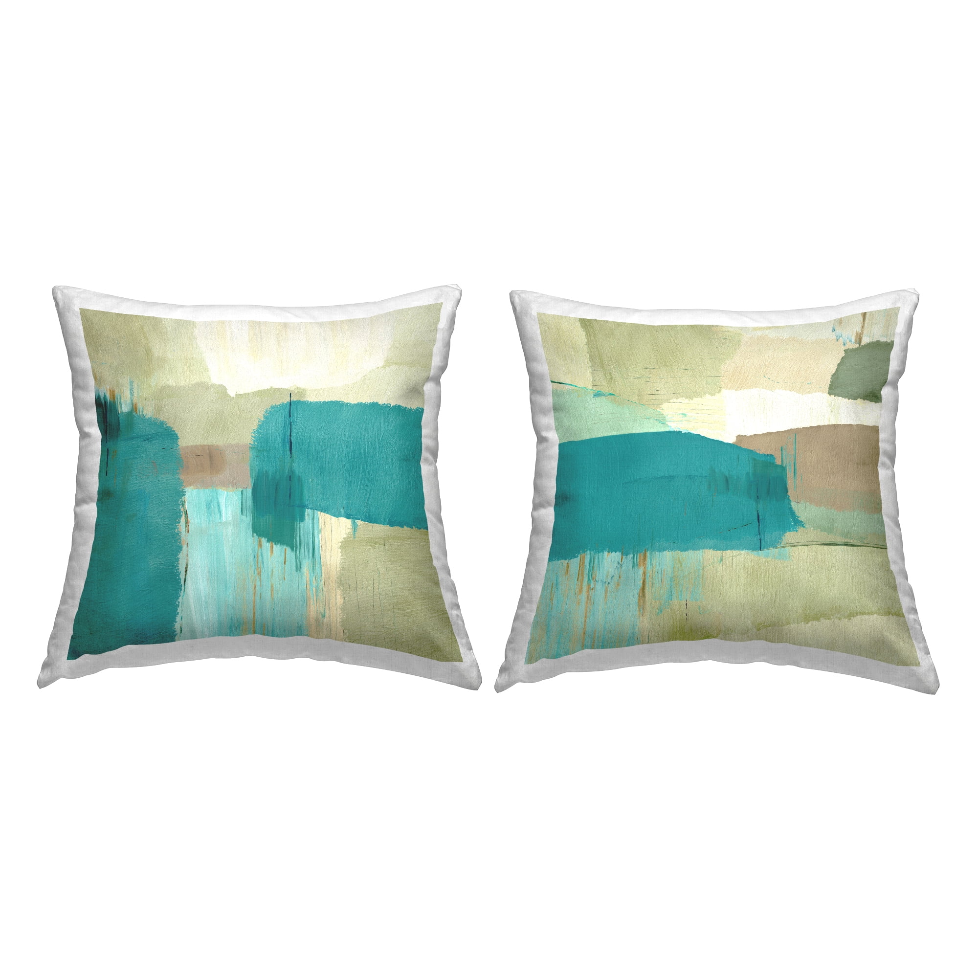 Stupell Industries Teal Geometric Abstract Decorative Printed Throw Pillow, 18 x 18