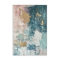 Stupell Industries Teal Green Gold Abstract Abstract Painting Unframed Art Print Wall Art, 10 x 15