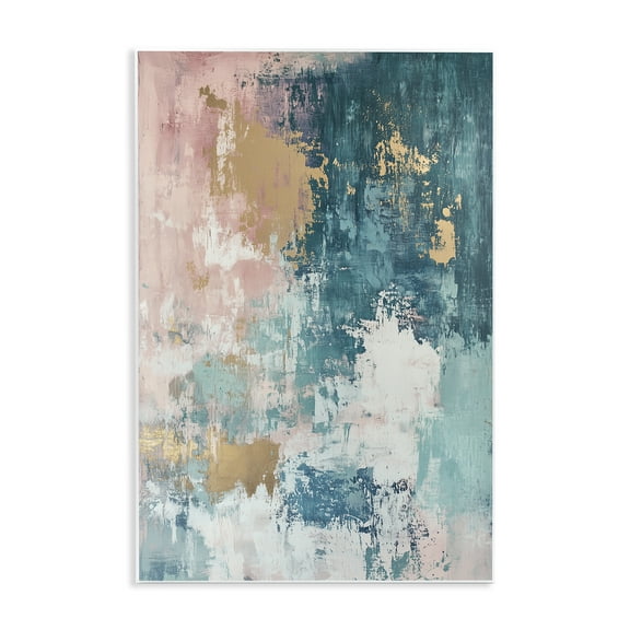 Stupell Industries Teal Green Gold Abstract Abstract Painting Unframed Art Print Wall Art, 10 x 15