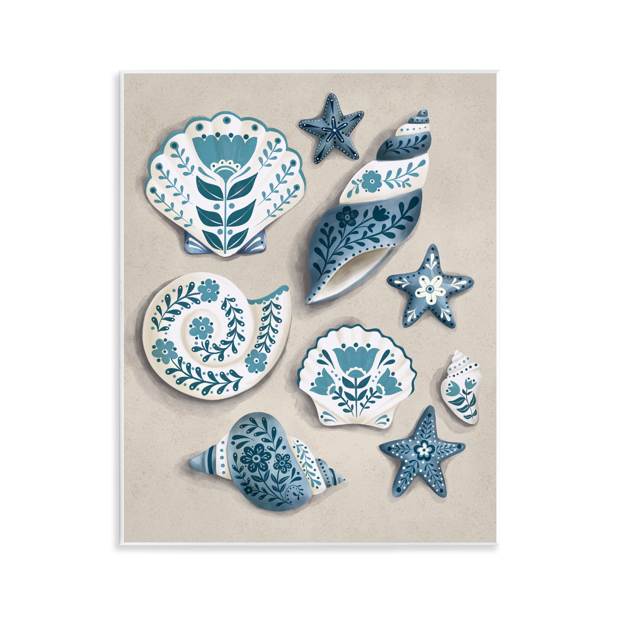 Stupell Industries Teal Nautical Floral Seashells Wall Plaque Art, design by Penny Aguilera