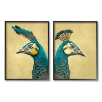 Stupell Industries Teal Peacock Portraits Animals & Insects Painting Black Framed Art Print Wall Art, 11 x 14
