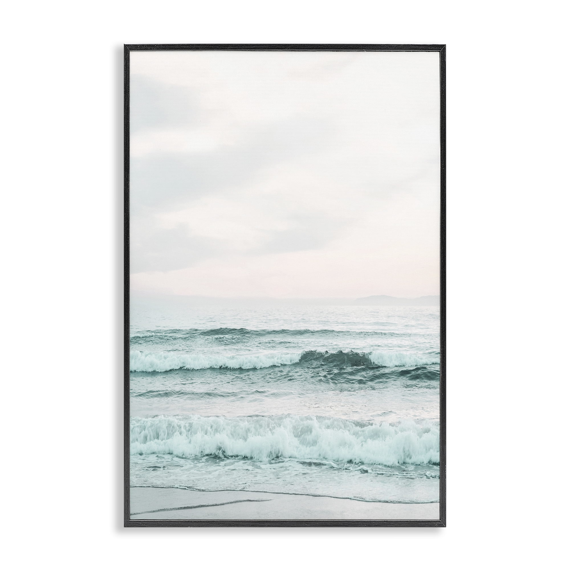 Stupell Industries Teal Sea Tide Nautical & Beach Photography Black Framed Art Print Wall Art, 12 x 18