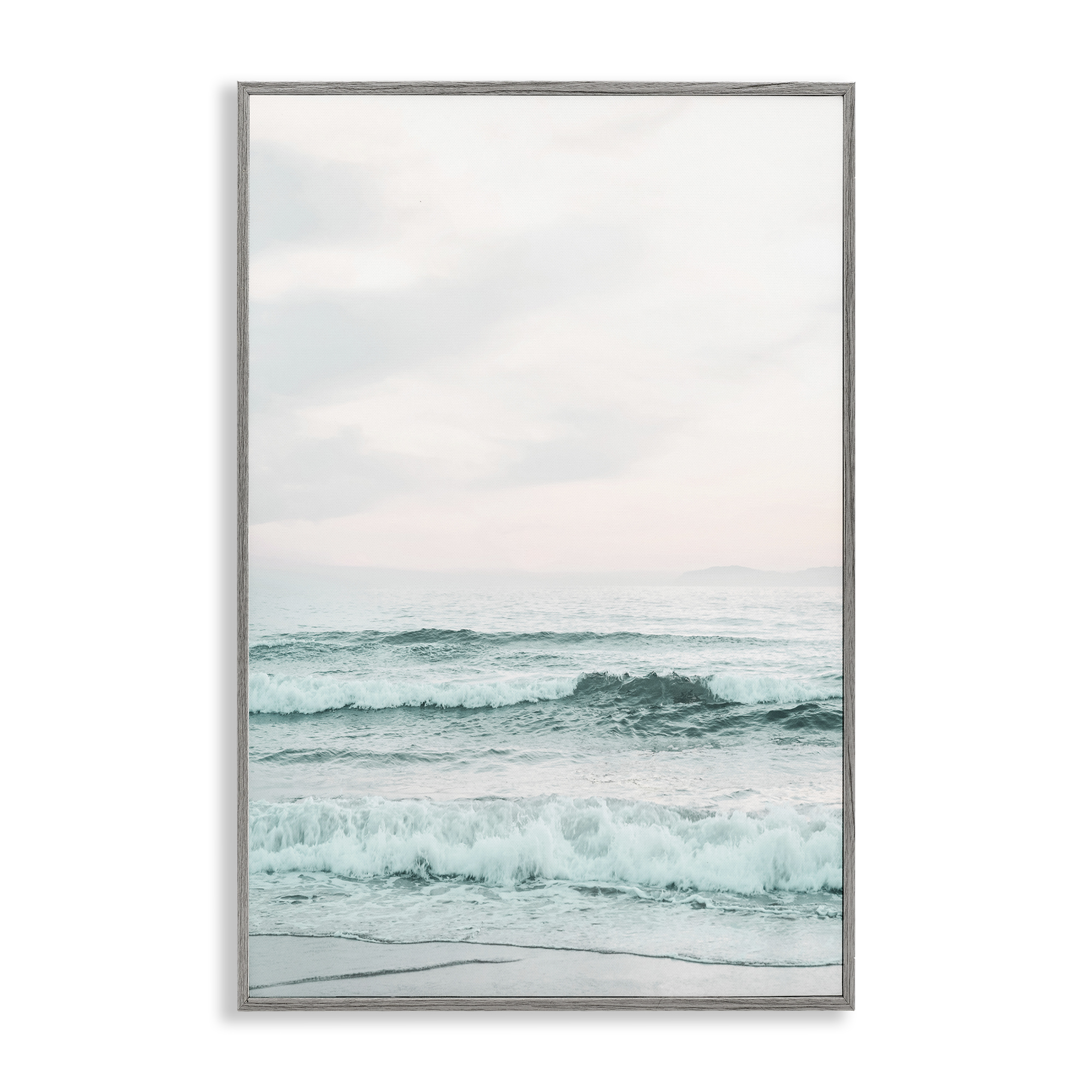 Stupell Industries Teal Sea Tide Nautical & Beach Photography Gray Framed Art Print Wall Art, 16 x 24