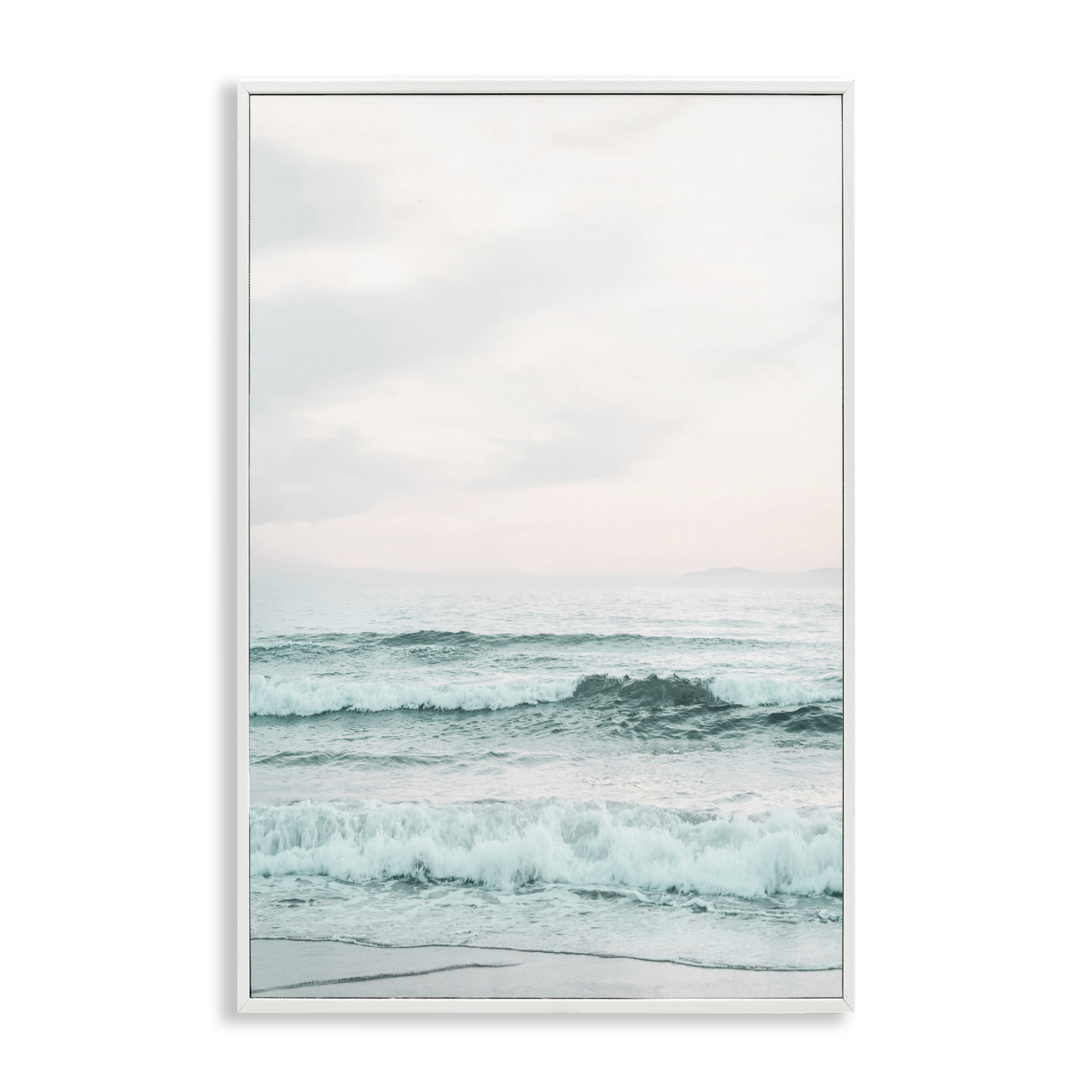 Stupell Industries Teal Sea Tide Nautical & Beach Photography White Framed Art Print Wall Art, 16 x 24