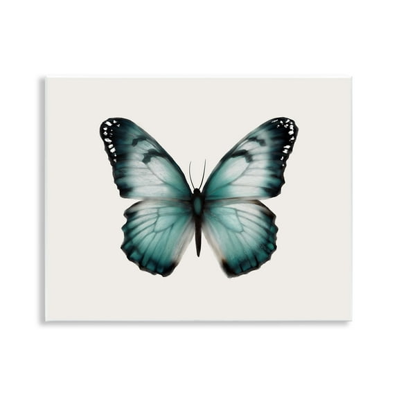 Stupell Industries Teal Symmetrical Butterfly Animals Painting Unframed Art Print Wall Art, 14 x 11