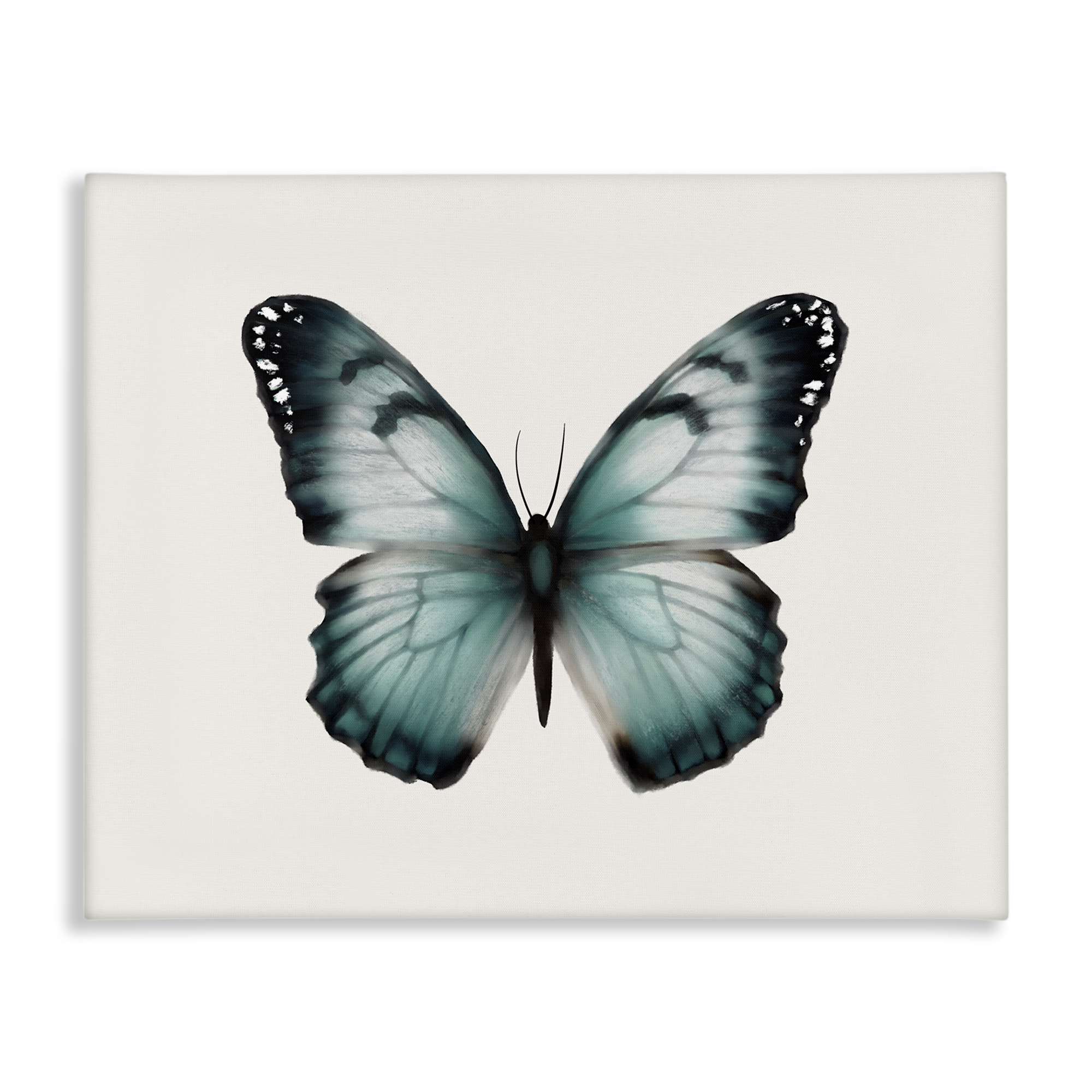 Stupell Industries Teal Symmetrical Butterfly Animals Painting Wrapped Canvas Art Print Wall Art, 40 x 30