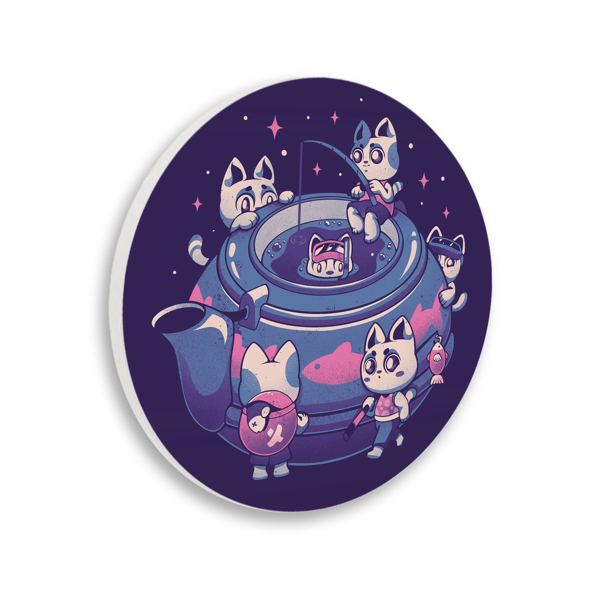 Stupell Industries Teapot Cats Having Fun Circular Wall Plaque, design by EduEly Designs