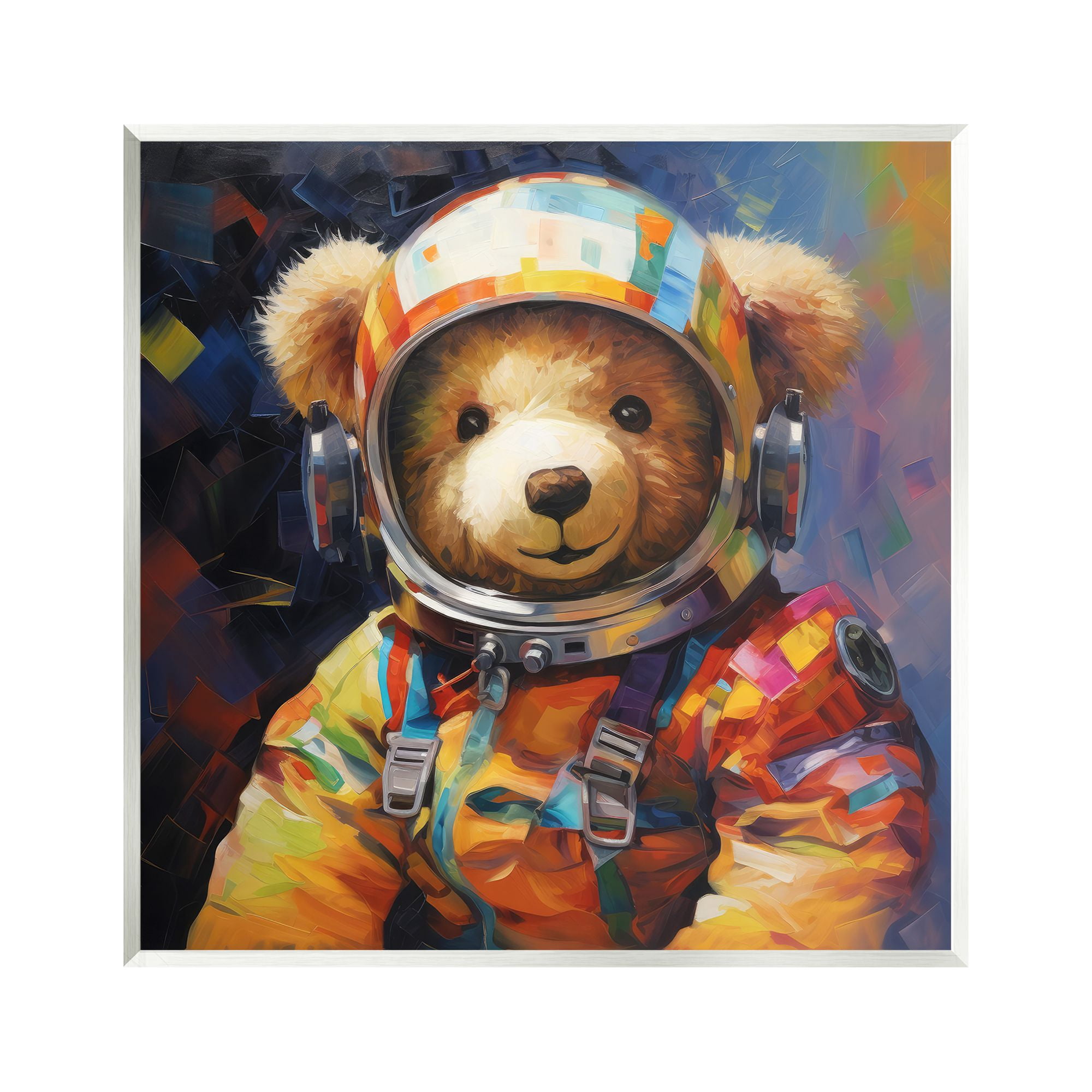 Stupell Industries Teddy Bear Astronaut Animals & Insects Painting Unframed Art Print Wall Art, 12 x 12