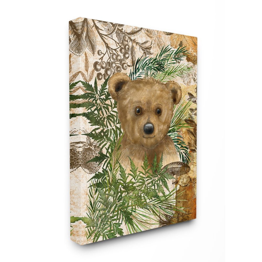 Stupell Industries Teddy Bear Cub Nursery Forest Animal Illustration Canvas Wall Art Design by Sherri Buck Baldwin, 36" x 48"