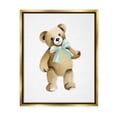 thumbnail image 1 of Stupell Industries Teddy Bear Green Bow Kids Nursery Animal Graphic Art Metallic Gold Floating Framed Canvas Print Wall Art, Design by Studio Q, 1 of 5