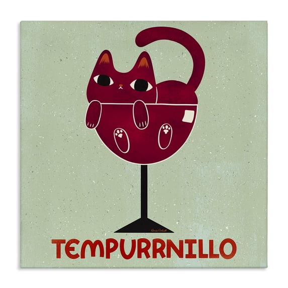 Stupell Industries Tempurrnillo Cat Wine Animals Painting Wrapped Canvas Canvas Art Print Wall Art, 24 x 24