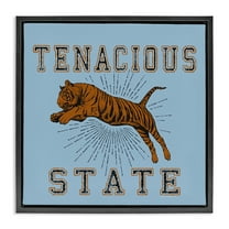 Stupell Industries Tenacious Tiger State Animals Painting Black Floater Framed Canvas Art Print Wall Art, 18 x 18