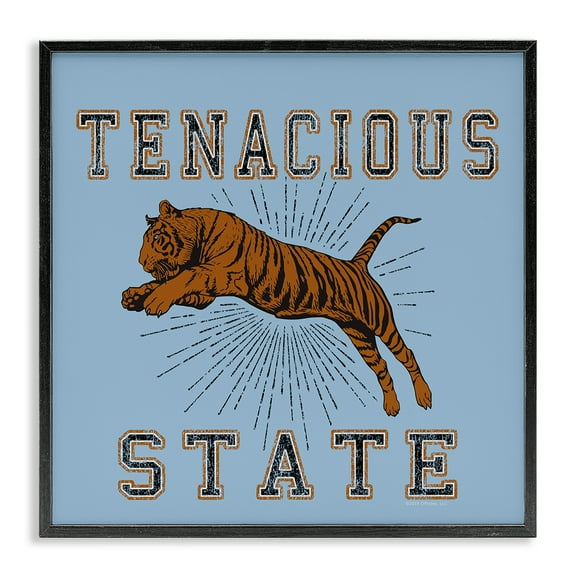 Stupell Industries Tenacious Tiger State Animals Painting Black Framed Art Print Wall Art, 12 x 12