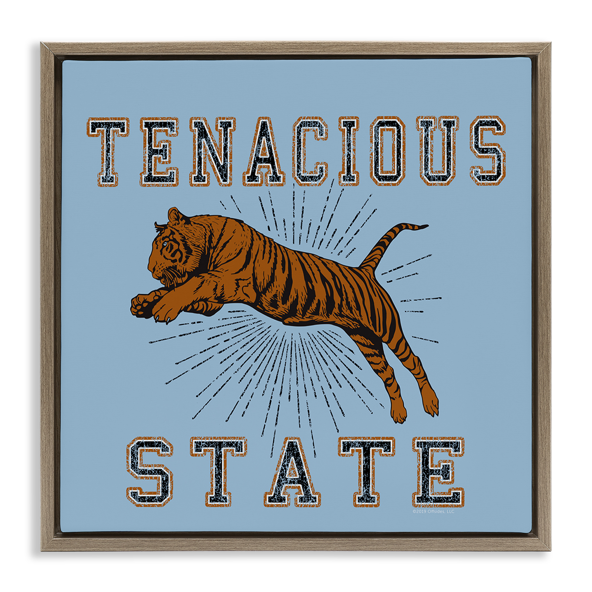 Stupell Industries Tenacious Tiger State Animals Painting Brown Floater Framed Canvas Art Print Wall Art, 25 x 25