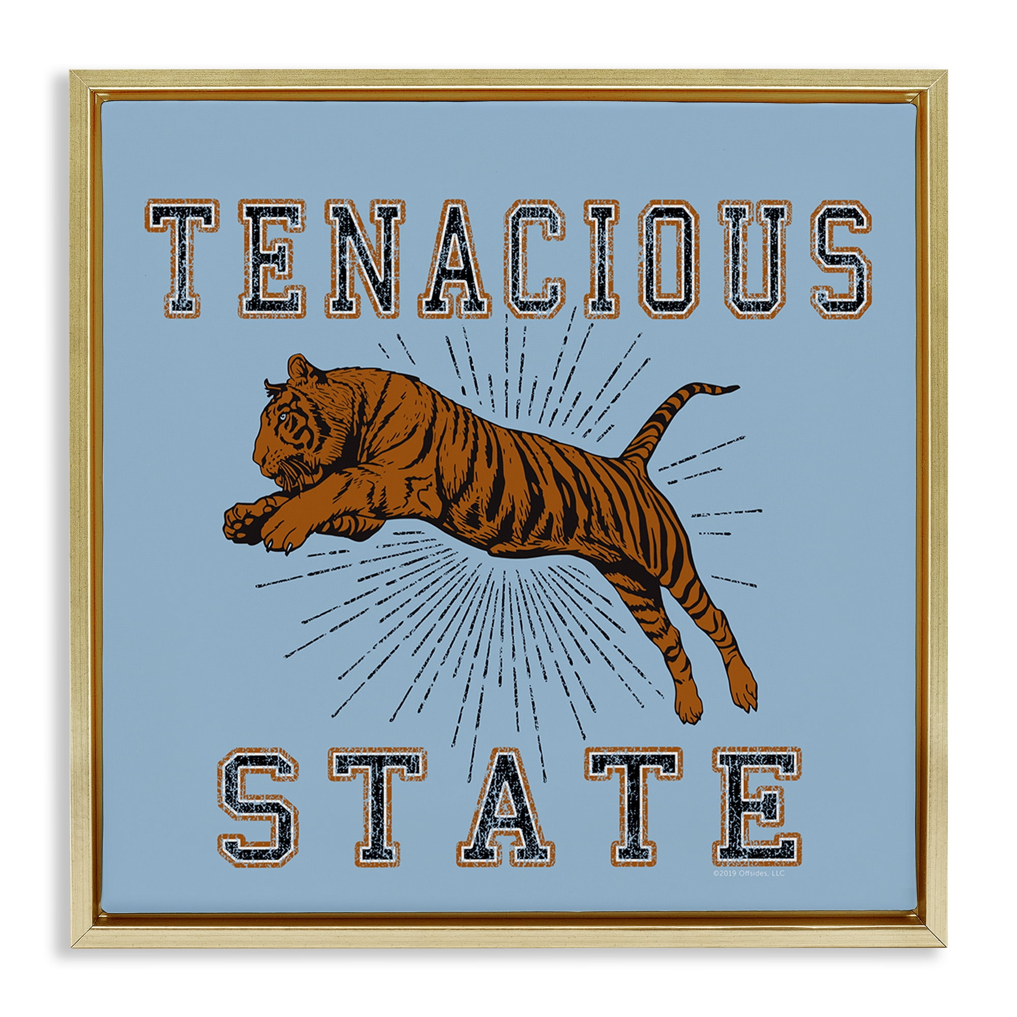 Stupell Industries Tenacious Tiger State Animals Painting Gold Floater Framed Canvas Art Print Wall Art, 18 x 18