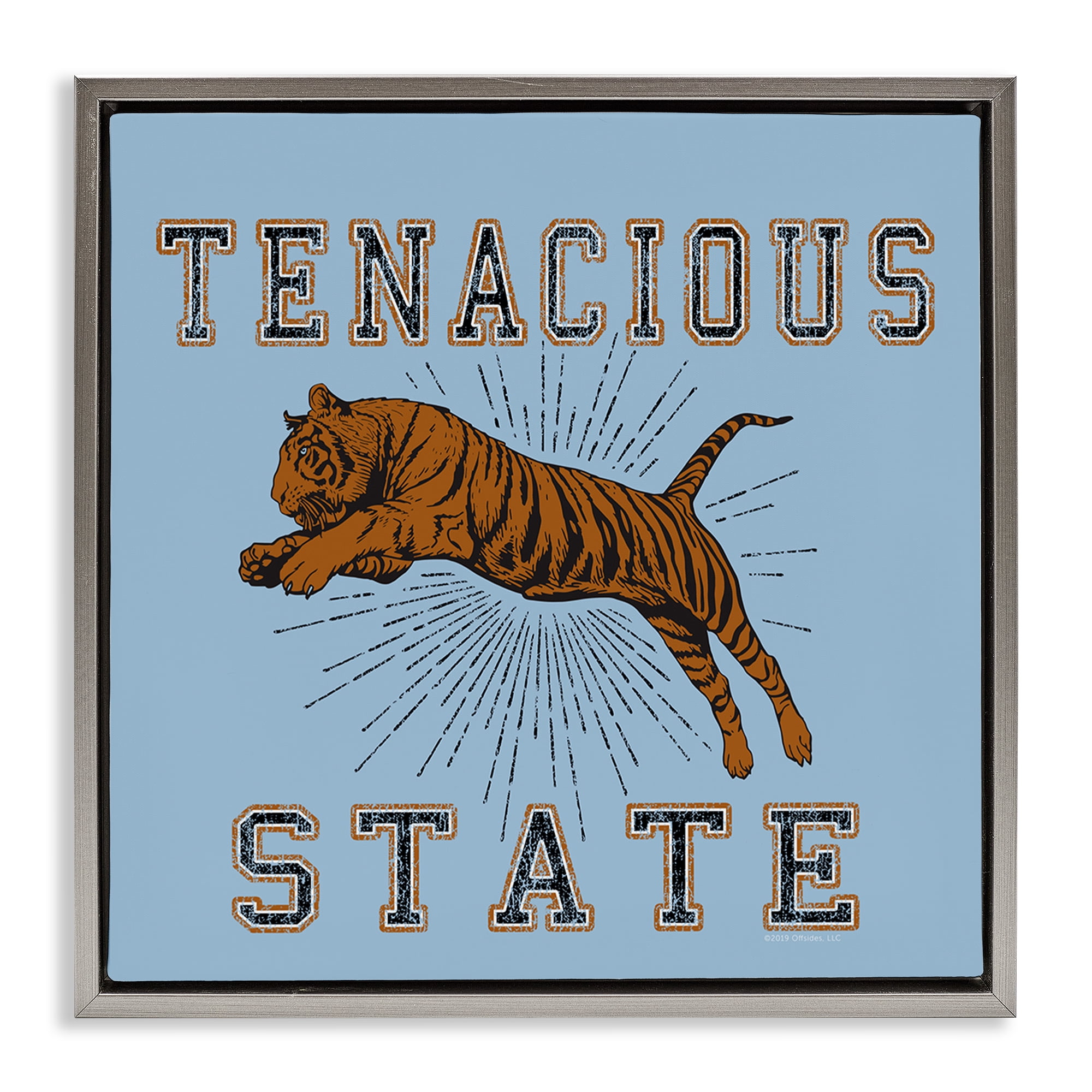 Stupell Industries Tenacious Tiger State Animals Painting Gray Floater Framed Canvas Art Print Wall Art, 18 x 18