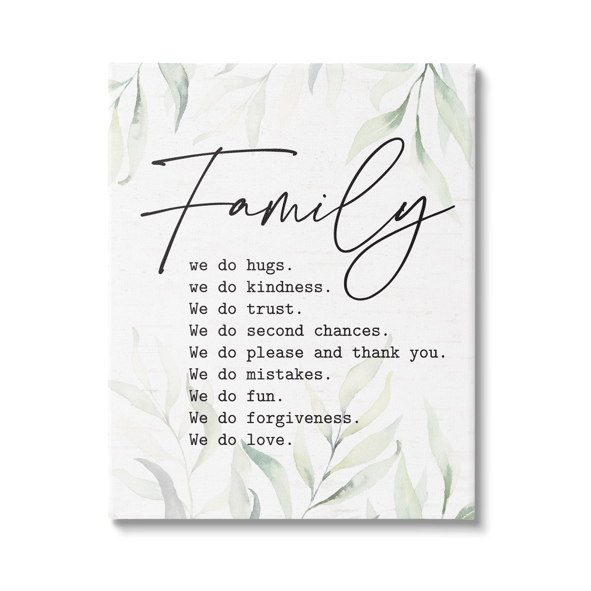 Stupell Industries Tender Family List Quote Botanical Plant Leaves Graphic Art Gallery Wrapped Canvas Print Wall Art, Design by Lettered and Lined