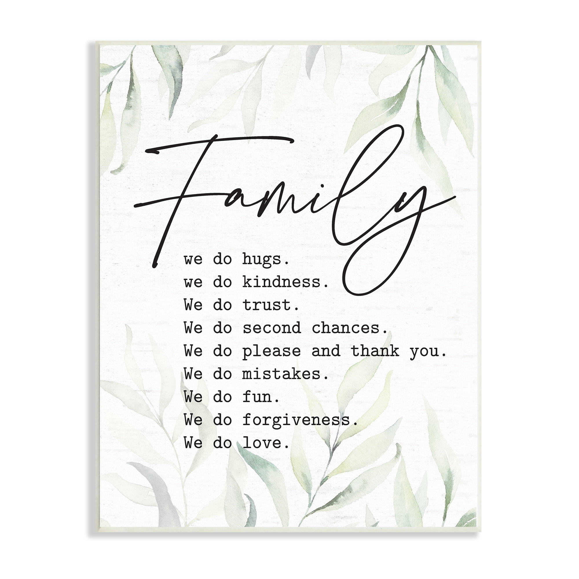 Stupell Industries Tender Family List Quote Botanical Plant Leaves Graphic Art Unframed Art Print Wall Art, Design by Lettered and Lined