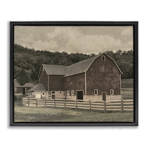 Stupell Industries Farmhouse Tender Living Space Barn Black Floating Frame Canvas Art, 21 x 17, by Marcus Prime