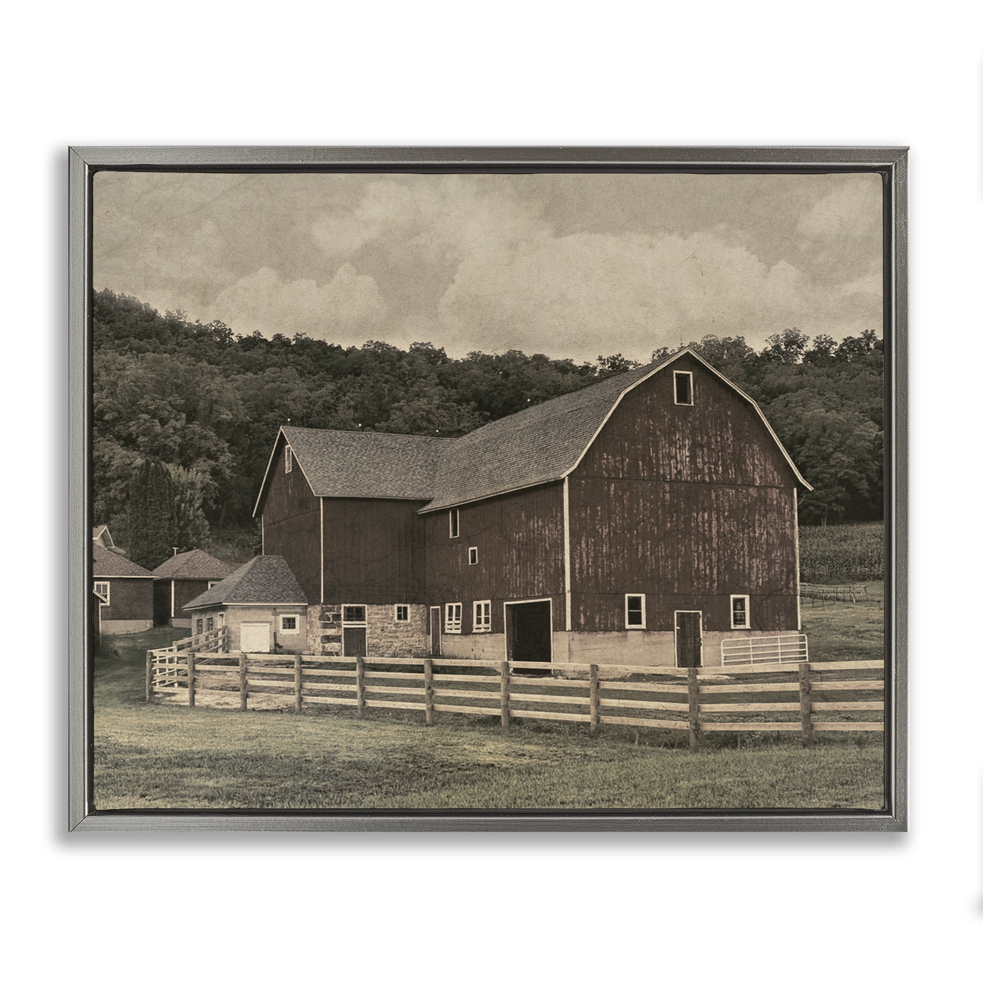 Stupell Industries Tender Living Space Barn Gray Framed Floater Canvas Wall Art, design by Marcus Prime