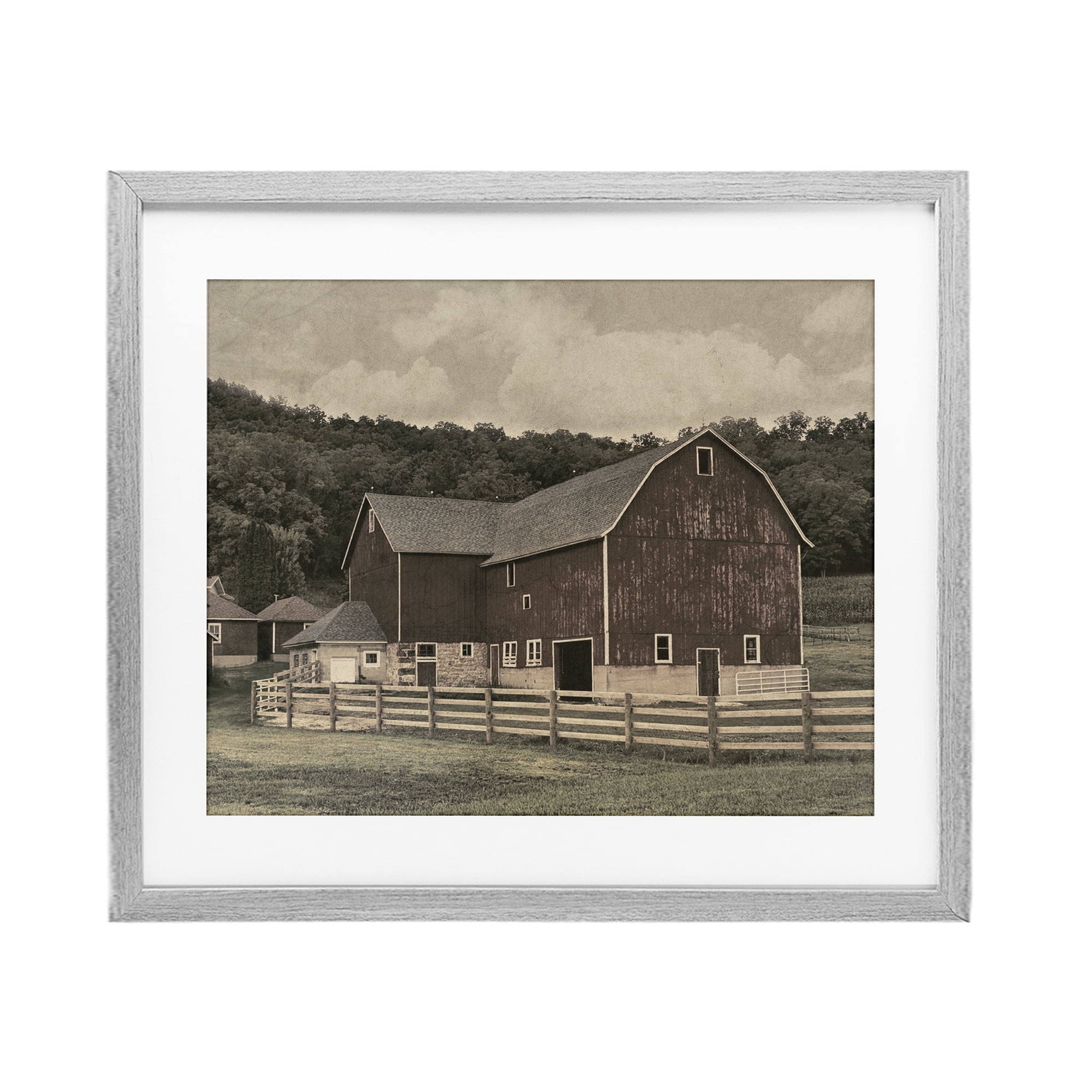 Stupell Industries Tender Living Space Barn Gray Framed Print Under Glass, design by Marcus Prime