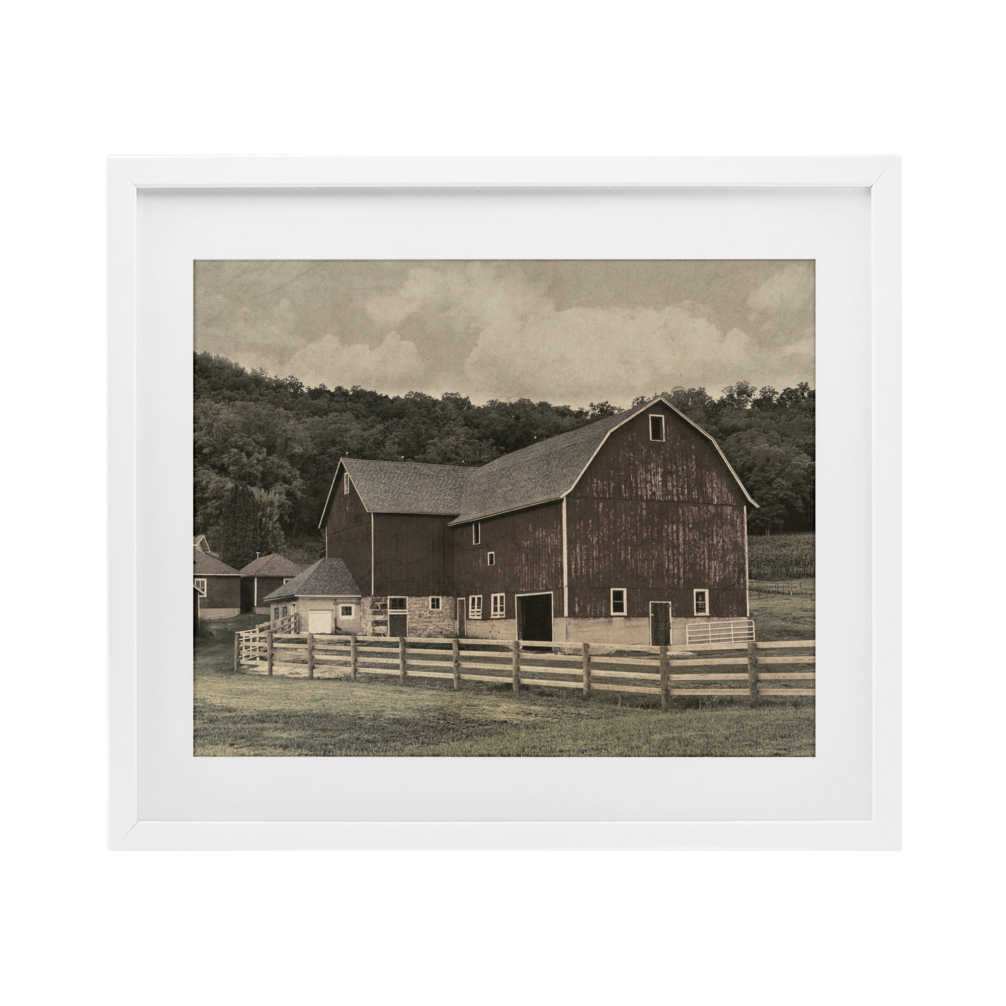 Stupell Industries Tender Living Space Barn White Framed Print Under Glass, design by Marcus Prime