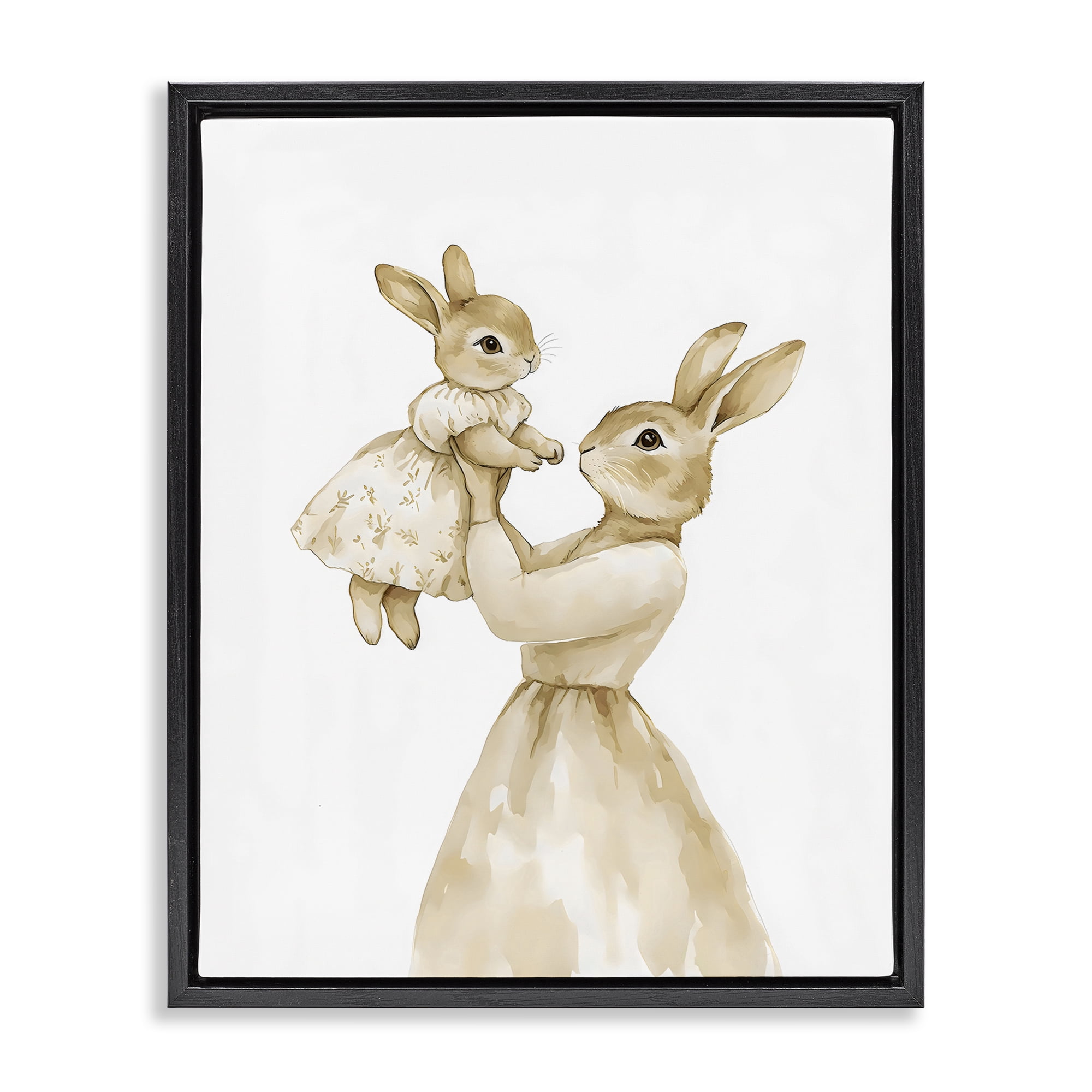 Stupell Industries Tender Mama Rabbit Black Framed Floater Canvas Wall Art, design by Arlington Prints