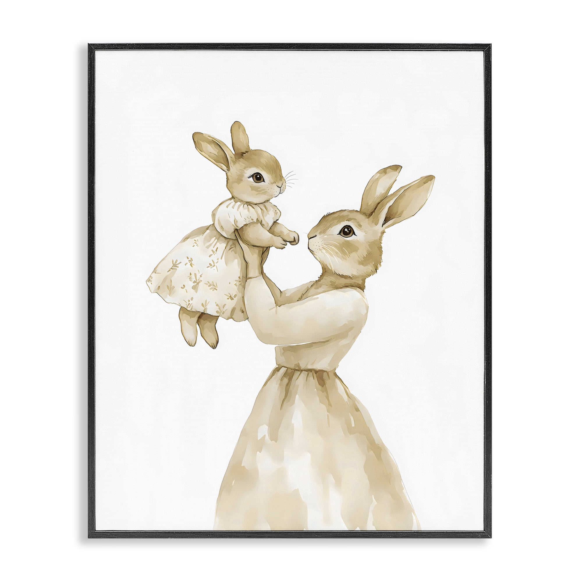 Stupell Industries Tender Mama Rabbit Black Framed Giclee Art, design by Arlington Prints