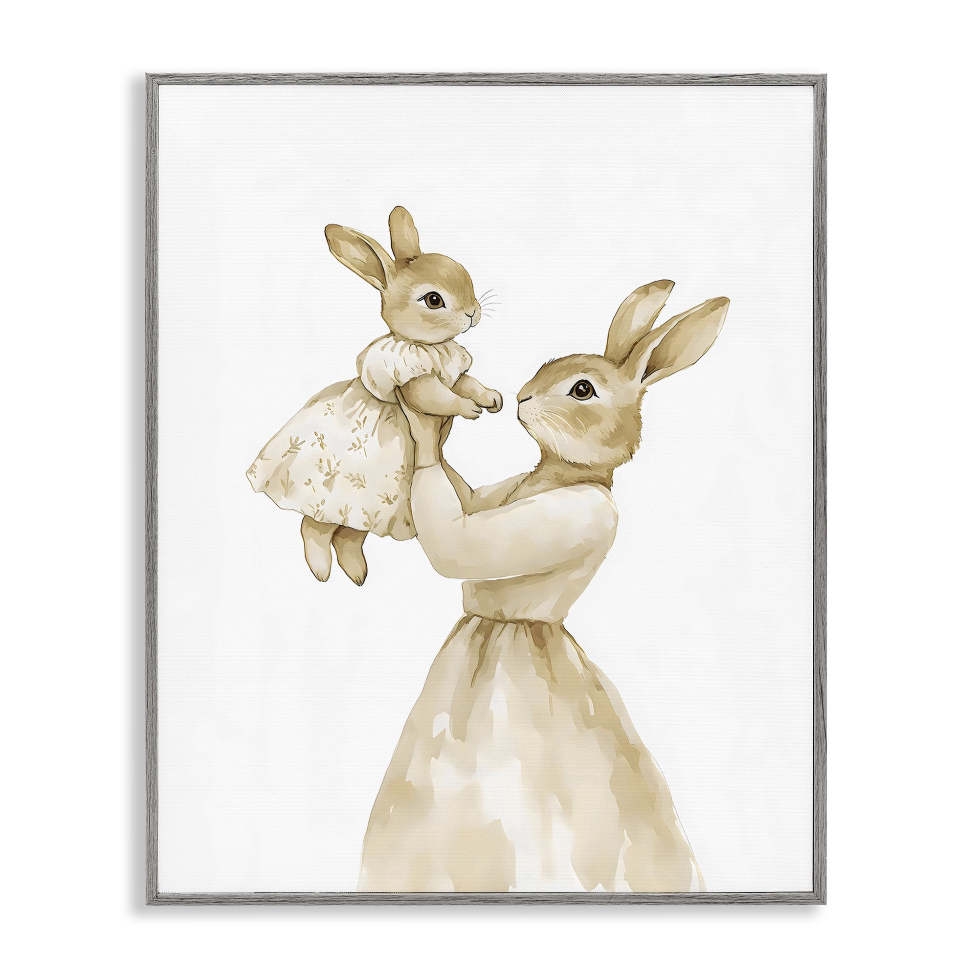 Stupell Industries Tender Mama Rabbit Gray Framed Giclee Art, design by Arlington Prints