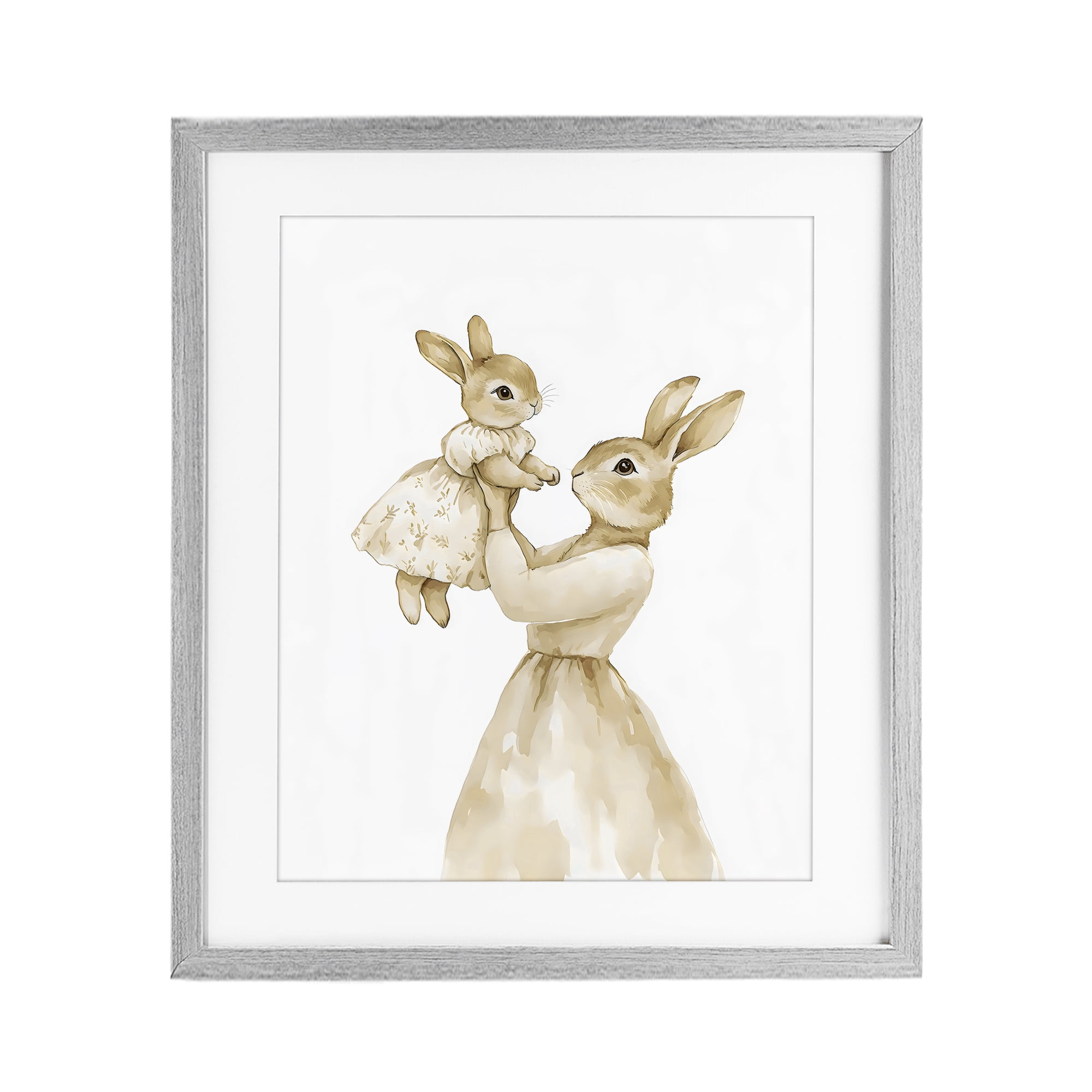 Stupell Industries Tender Mama Rabbit Gray Framed Print Under Glass, design by Arlington Prints