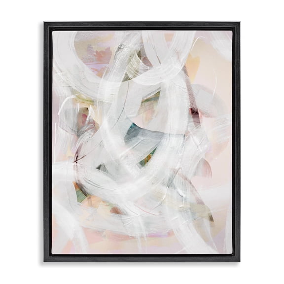 Stupell Industries Tender Moments Abstraction Abstract Painting Black Floater Framed Canvas Art Print Wall Art, 25 x 31